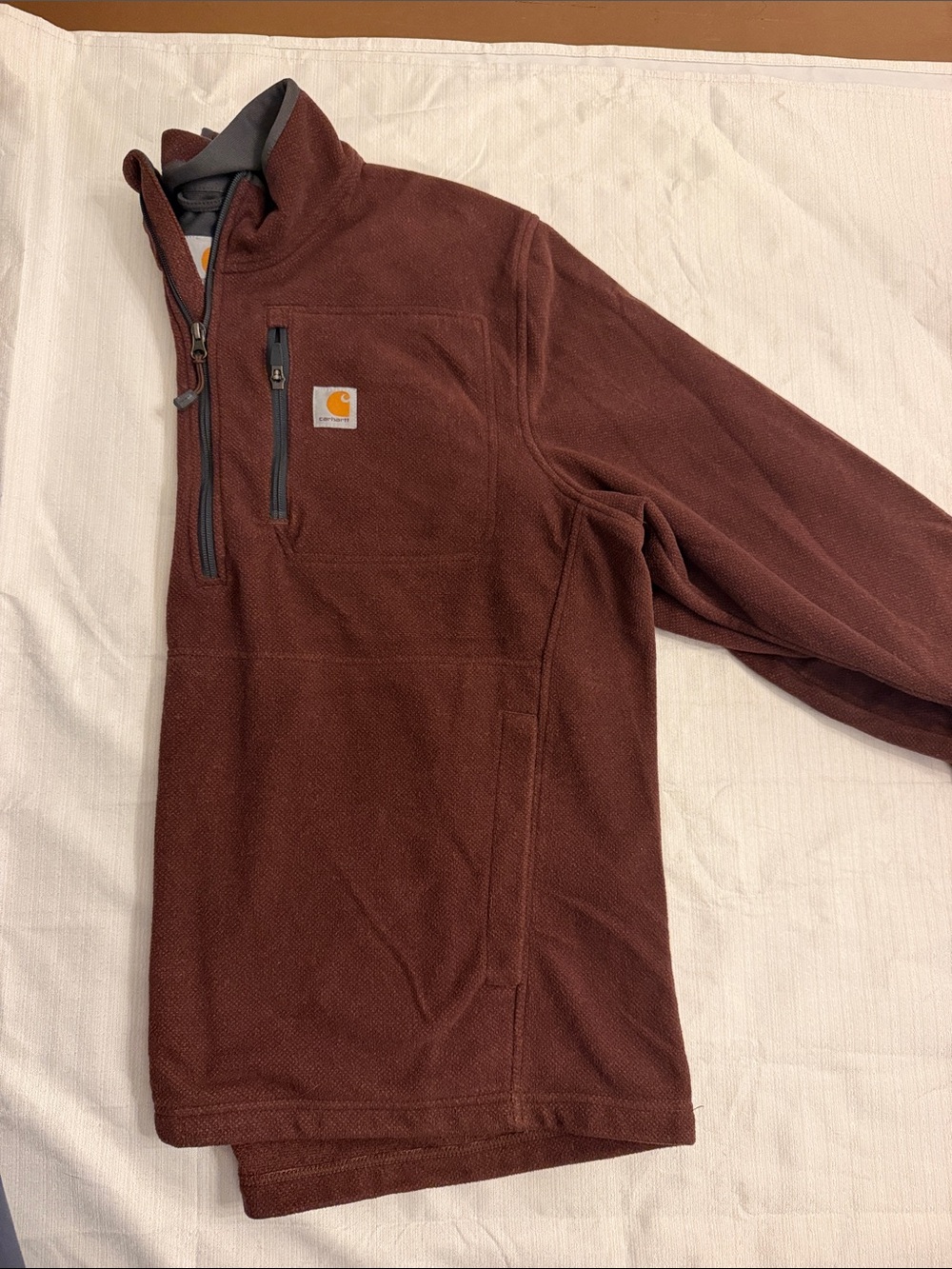 Carhartt Rusty/Burnt Red Dalton Half Zip Fleece Jacket FLAWED/Stain on sleeve
